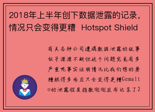 2018年上半年创下数据泄露的记录，情况只会变得更糟  Hotspot Shield VPN